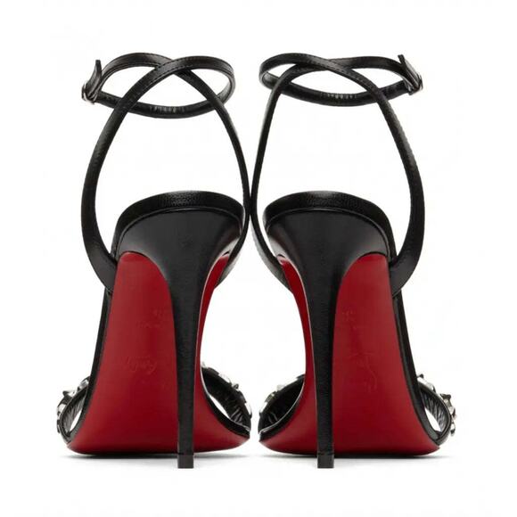 Christian Louboutin Loubigirl Chain 100 Black Ankle Strap Sandal Heel Pump 35.5 - Picture 10 of 12